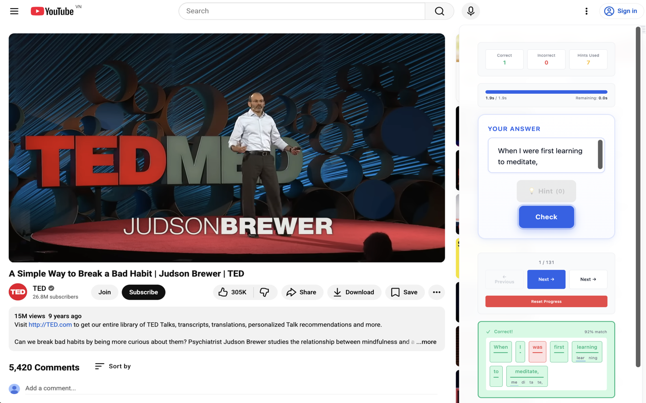 YouPractice Extension Interface